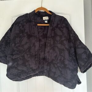 Quilted Black Floral Shawl Jacket OSFM